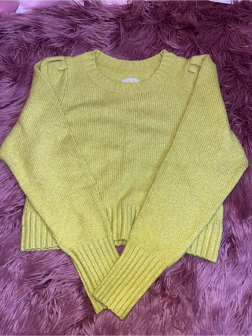 Anthropologie Maeve Lime Green Crewneck Sweater - Picture 2 of 3